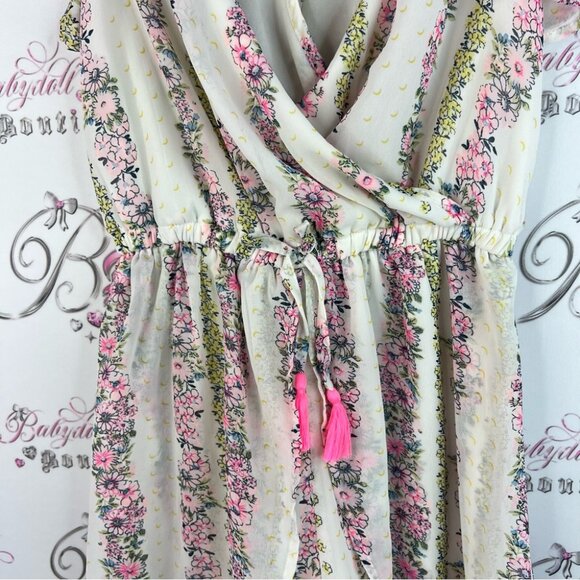 Japna kids romper long maxi dress style flowers Pink Floral High Low Dress - Picture 5 of 14